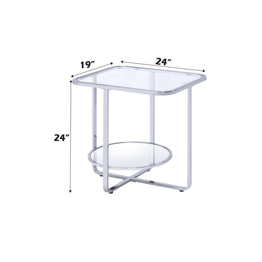 ACME Hollo Chrome & Glass End Table Model 83932