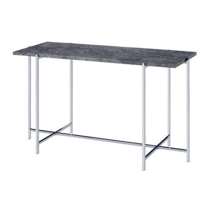 ACME Adelae Engineered Stone Top & Chrome Sofa Table Model 83939