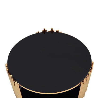 ACME Tanquin Gold & Black Glass Coffee Table Model 84490