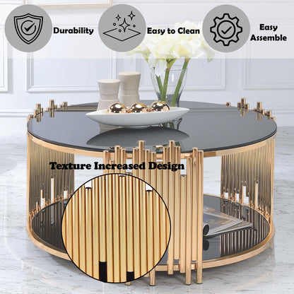 ACME Tanquin Gold & Black Glass Coffee Table Model 84490