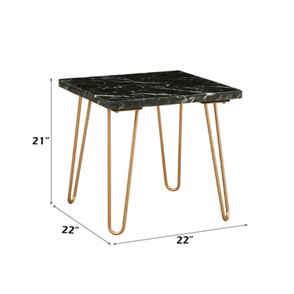 ACME Telestis Black Natural Marble Top & Gold End Table Model 84507