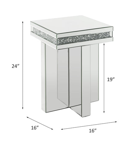 ACME Noralie Mirrored & Faux Diamonds End Table Model 84697