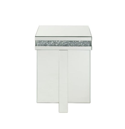 ACME Noralie Mirrored & Faux Diamonds End Table Model 84697
