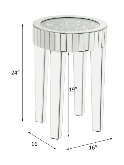 ACME Noralie Mirrored Faux Diamonds End Table Model 84712