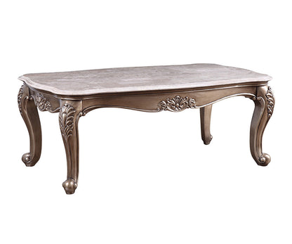 ACME Jayceon Natural Marble Top & Champagne Coffee Table Model 84865