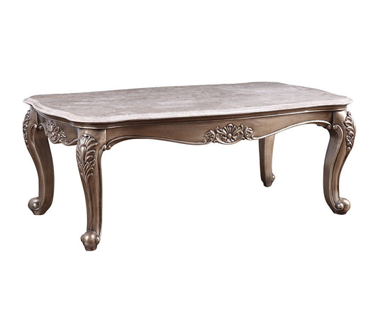 ACME Jayceon Natural Marble Top & Champagne Coffee Table Model 84865