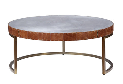 ACME Tamas Aluminum & Cocoa Top Grain Leather Coffee Table Model 84885
