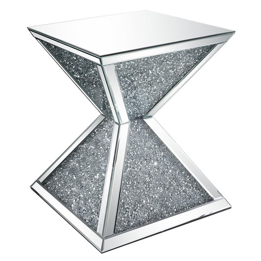 ACME Noralie Mirrored & Faux Diamonds End Table Model 84902