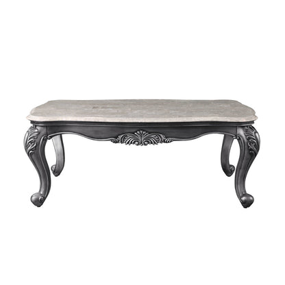 ACME Ariadne Natural Marble Top & Platinum Coffee Table Model 85345