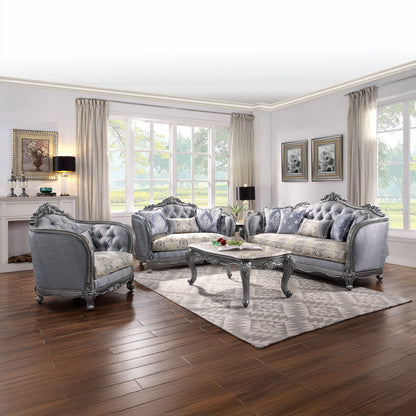 ACME Ariadne Natural Marble Top & Platinum End Table Model 85347