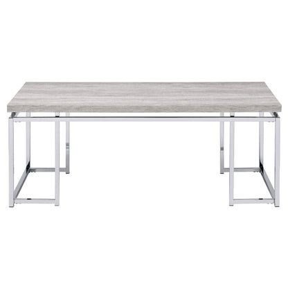 ACME Chafik Natural Oak & Chrome Coffee Table Model 85370
