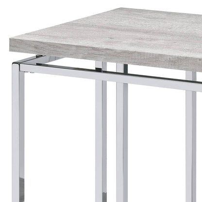 ACME Chafik Natural Oak & Chrome Sofa Table Model 85373