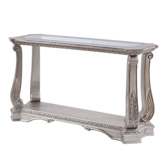 ACME Northville Antique Silver & Clear Glass Sofa Table Model 86933