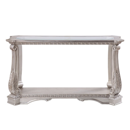 ACME Northville Antique Silver & Clear Glass Sofa Table Model 86933