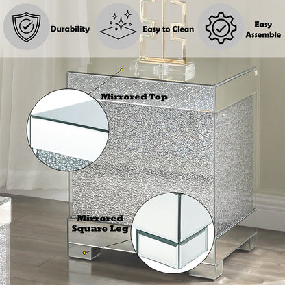 ACME Mallika Faux Round Crystals End Table Model 87912