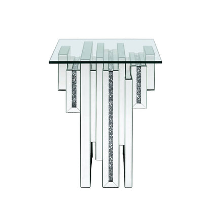 ACME Noralie Mirrored & Faux Diamonds End Table Model 88002