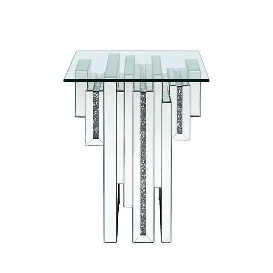 ACME Noralie Mirrored & Faux Diamonds End Table Model 88002