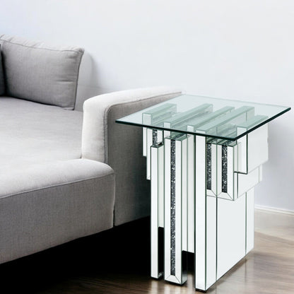 ACME Noralie Mirrored & Faux Diamonds End Table Model 88002