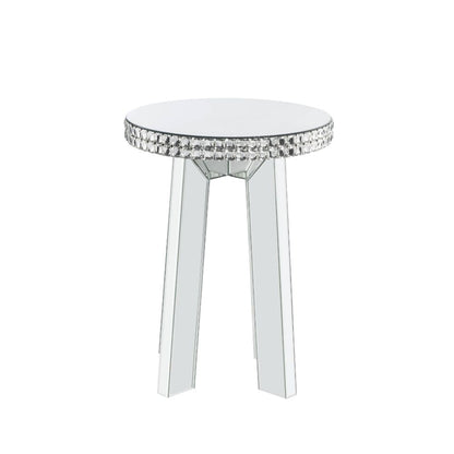 ACME Lotus Mirrored Faux Ice Cube Crystals End Table Model 88012