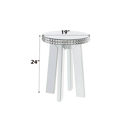 ACME Lotus Mirrored Faux Ice Cube Crystals End Table Model 88012