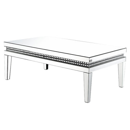 ACME Lotus Mirrored Faux Ice Cube Crystals Coffee Table Model 88050
