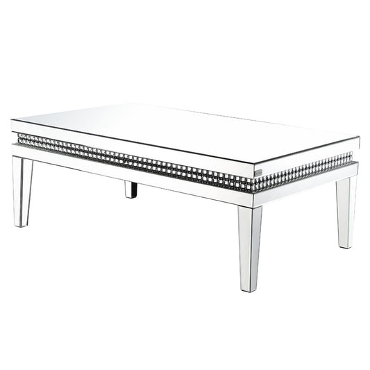 ACME Lotus Mirrored Faux Ice Cube Crystals Coffee Table Model 88050