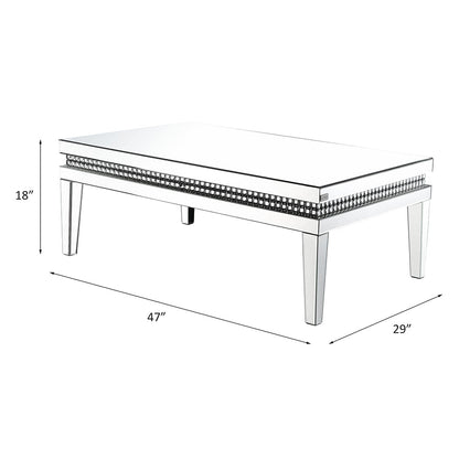 ACME Lotus Mirrored Faux Ice Cube Crystals Coffee Table Model 88050