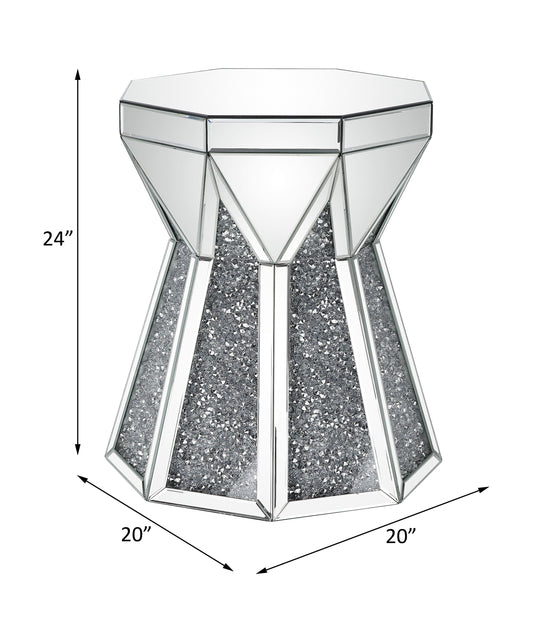 ACME Noralie Mirrored & Faux Diamonds End Table Model 88062
