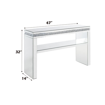 ACME Noralie Mirrored & Faux Diamonds Sofa Table Model 90675