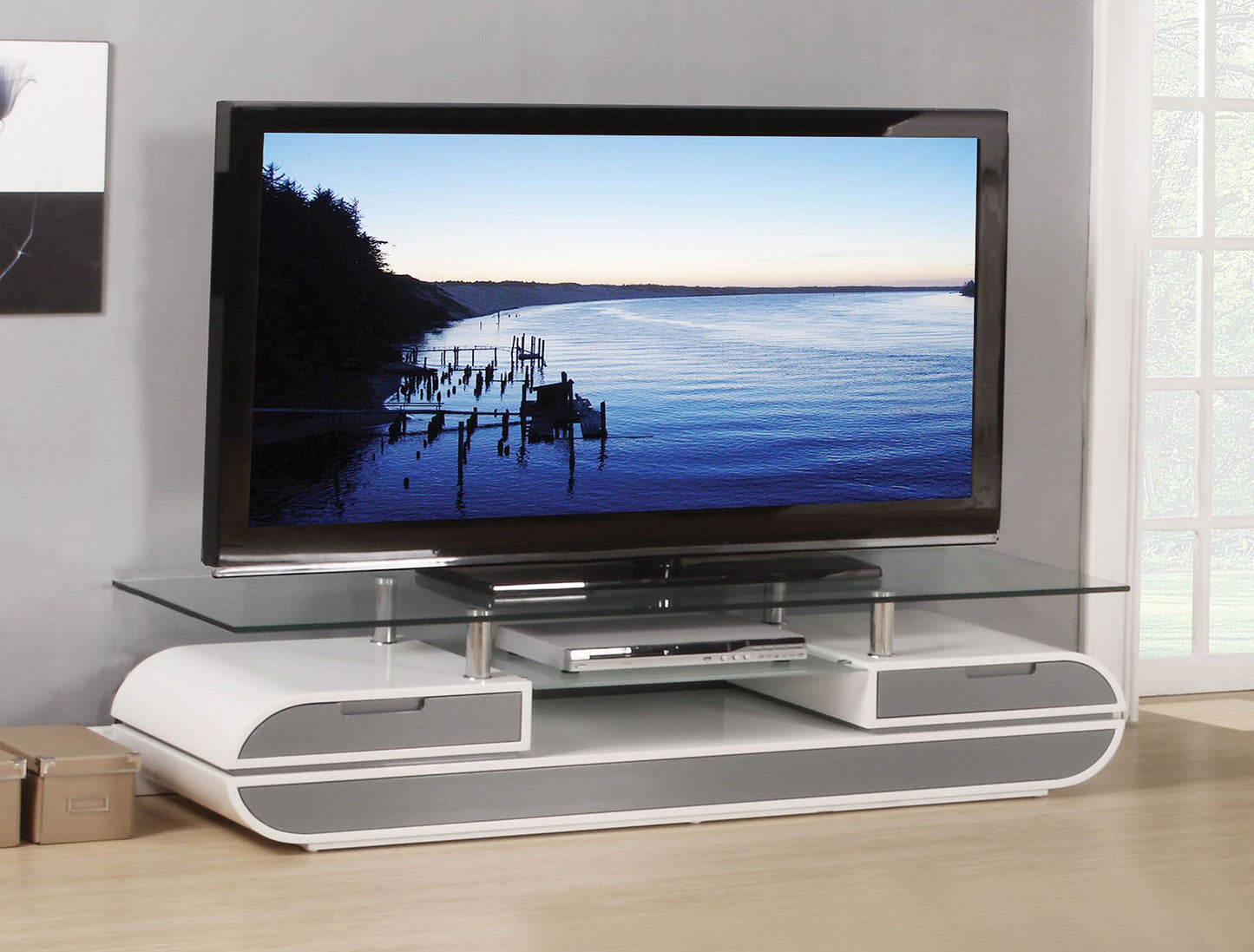 ACME Lainey White & Gray TV Stand Model 91142