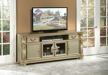ACME Vendome II Gold Patina & Bone TV Stand Model 91313