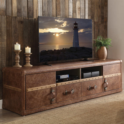ACME Aberdeen Retro Brown Top Grain Leather TV Stand Model 91500