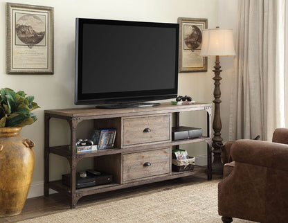 ACME Gorden Weathered Oak & Antique Silver TV Stand Model 91504
