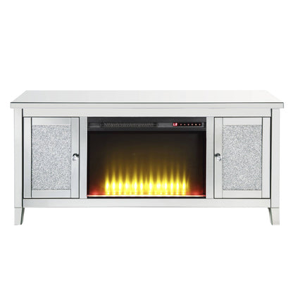 ACME Noralie Mirrored & Faux Diamonds TV Stand with Fireplace Model 91770