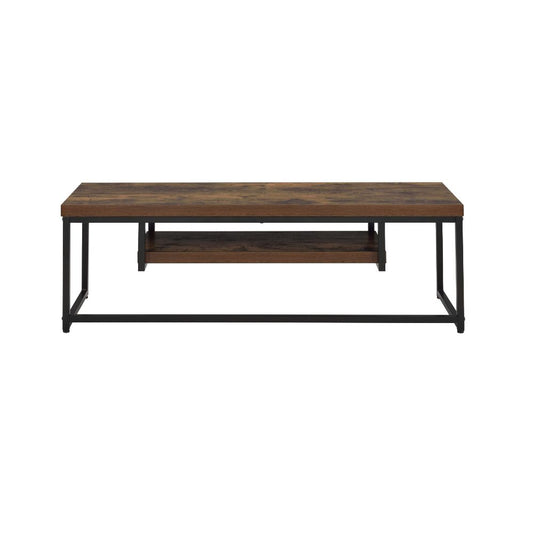 ACME Bob Weathered Oak & Black Metal TV Stand Model 91780