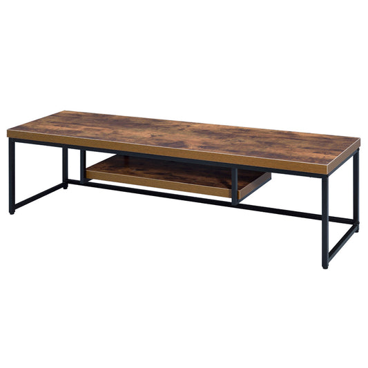 ACME Bob Weathered Oak & Black Metal TV Stand Model 91782