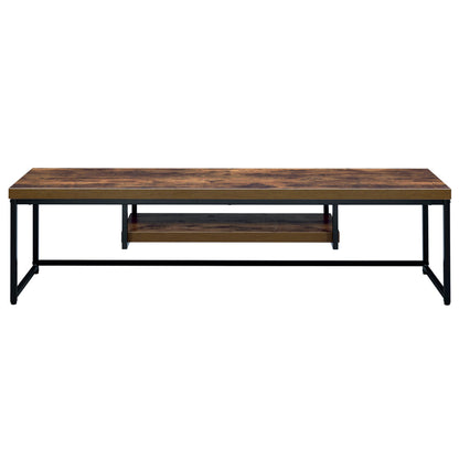 ACME Bob Weathered Oak & Black Metal TV Stand Model 91782