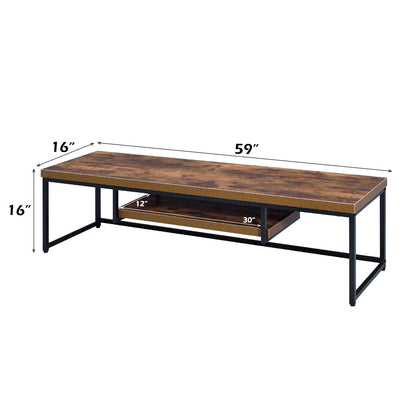 ACME Bob Weathered Oak & Black Metal TV Stand Model 91782