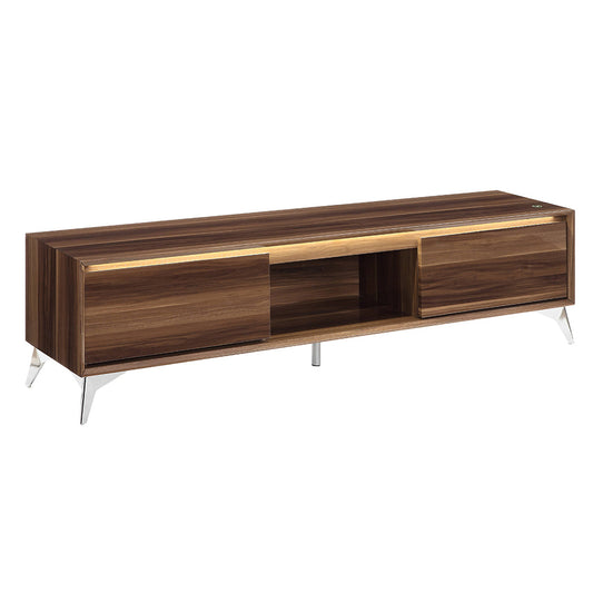 ACME Raceloma LED Walnut & Chrome TV Stand Model 91997