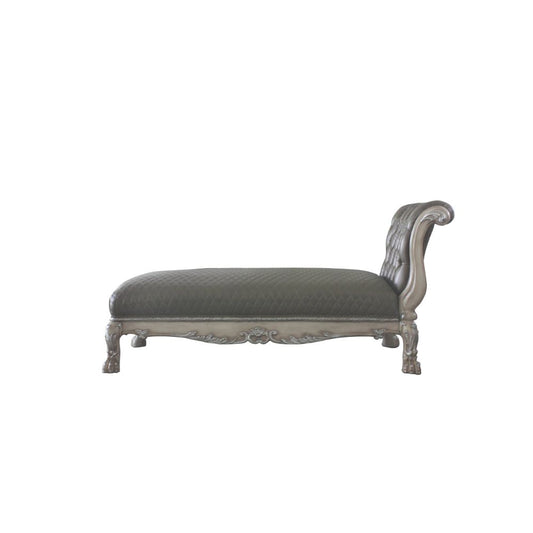 ACME Dresden Vintage Bone White & Synthetic Leather Chaise with Pillow Model 96275