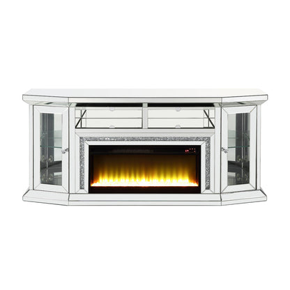 ACME Noralie Mirrored & Faux Diamonds TV Stand with Fireplace & LED Model AC00517