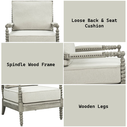 ACME Saraid Beige Linen & Gray Oak Accent Chair Model AC01165
