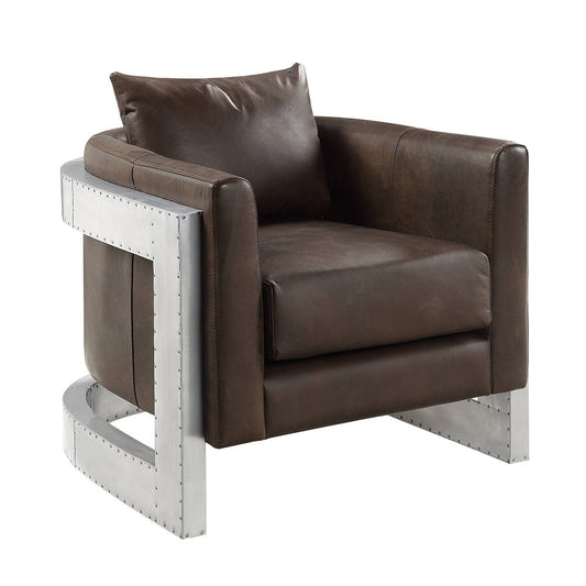 ACME Betla Espresso Top grain Leather Accent Chair Model AC01987