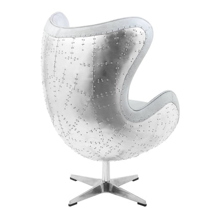 ACME Brancaster Vintage white Top grain Leather Accent Chair with Swivel Model AC01991