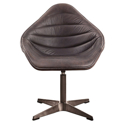 ACME Pipino Antique Ebony Top Grain Leather Accent Chair with Swivel Model AC02582