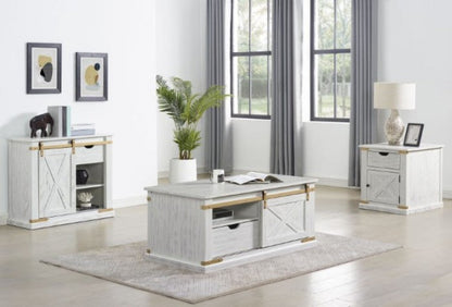 Furniture of America Bacerra Antique White/Gold Rustic End Table Model CM4018WH-E