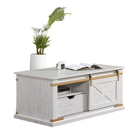 Furniture of America Bacerra Antique White/Gold Rustic Coffee Table Model CM4018WH-C