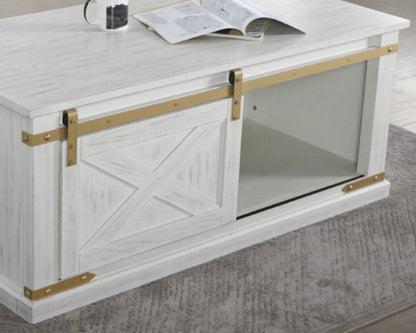 Furniture of America Bacerra Antique White/Gold Rustic Coffee Table Model CM4018WH-C