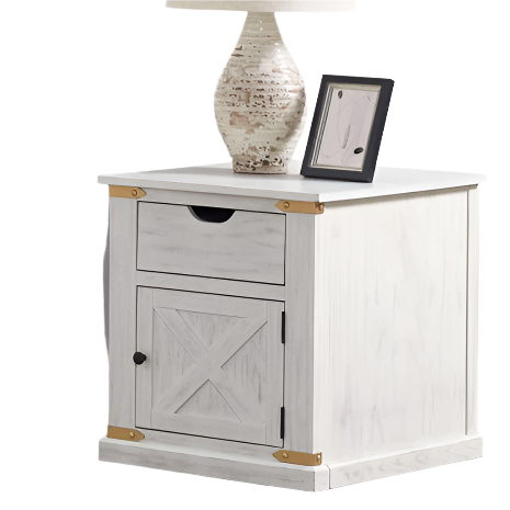Furniture of America Bacerra Antique White/Gold Rustic End Table Model CM4018WH-E