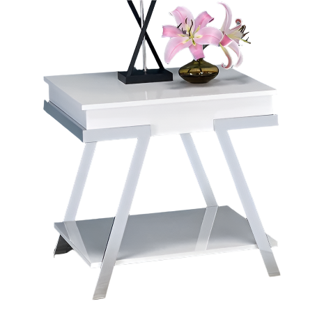 Furniture of America Titus White/Chrome Contemporary End Table Model CM4193WH-E